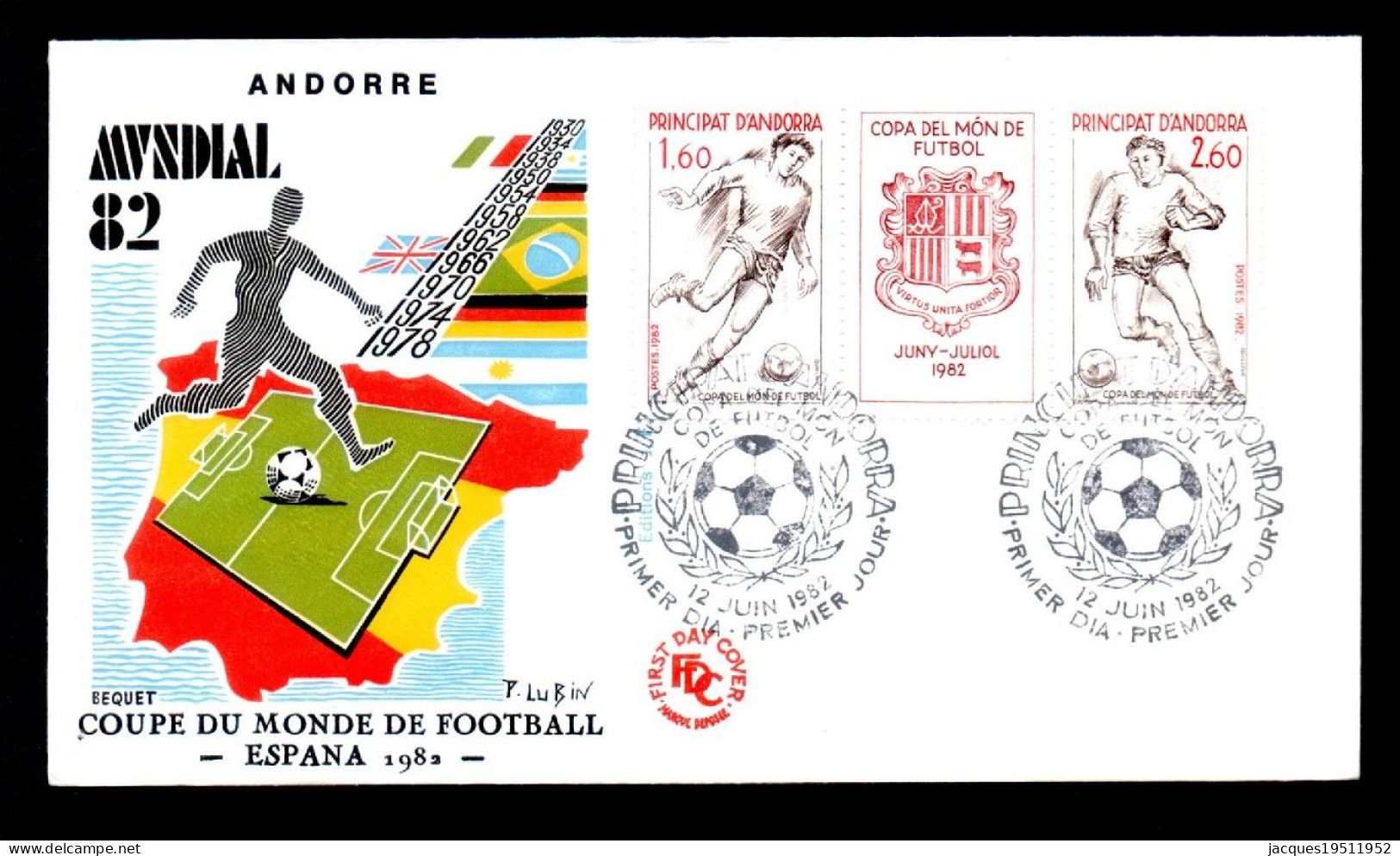 PJ-A 71 - Andorre La Vieille Pj Coupe Du Monde De Football - 12-6-1982 - FDC