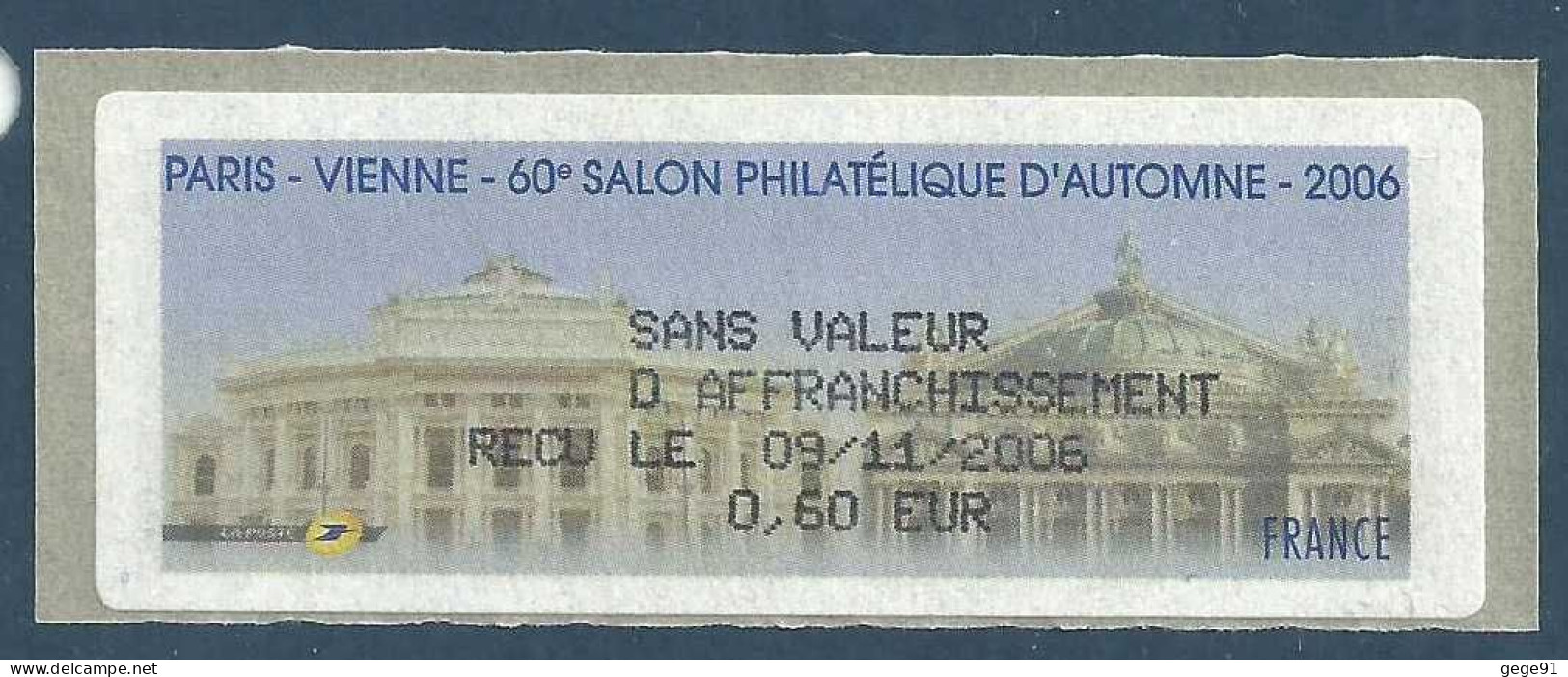 Reçu De Vignette De Distributeur LISA - ATM - Opéras De Vienne Et Paris - 1999-2009 Geïllustreerde Frankeervignetten