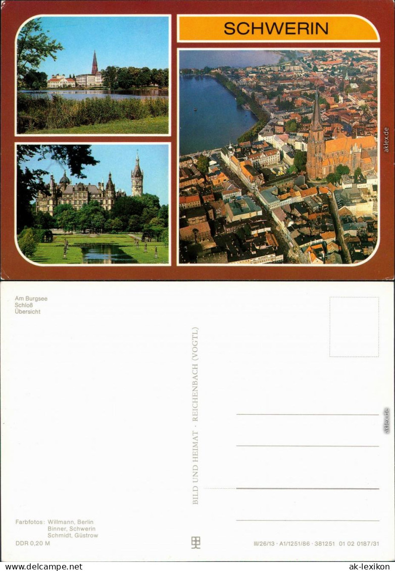 Ansichtskarte Schwerin Am Burgsee, Schloß, Übersicht 1985 - Schwerin