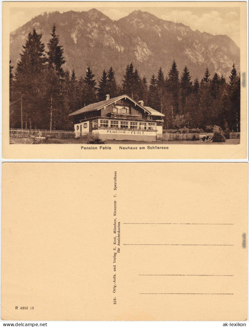 Ansichtskarte Neuhaus Schliersee Partie An Der Pension Fehle 1918 - Schliersee