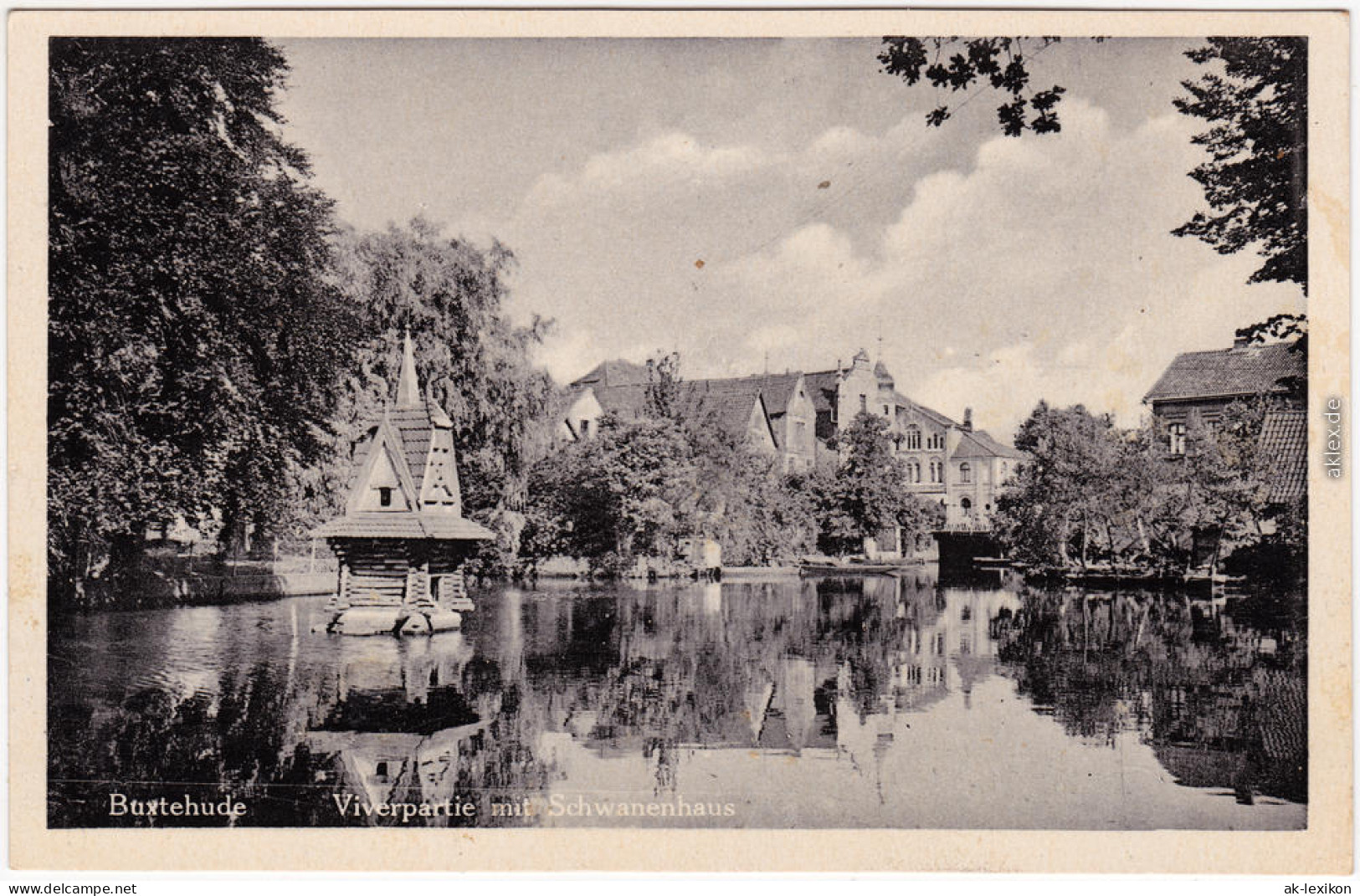 Ansichtskarte Buxtehude Viverpartie Mit Schwanenhaus 1930 - Buxtehude