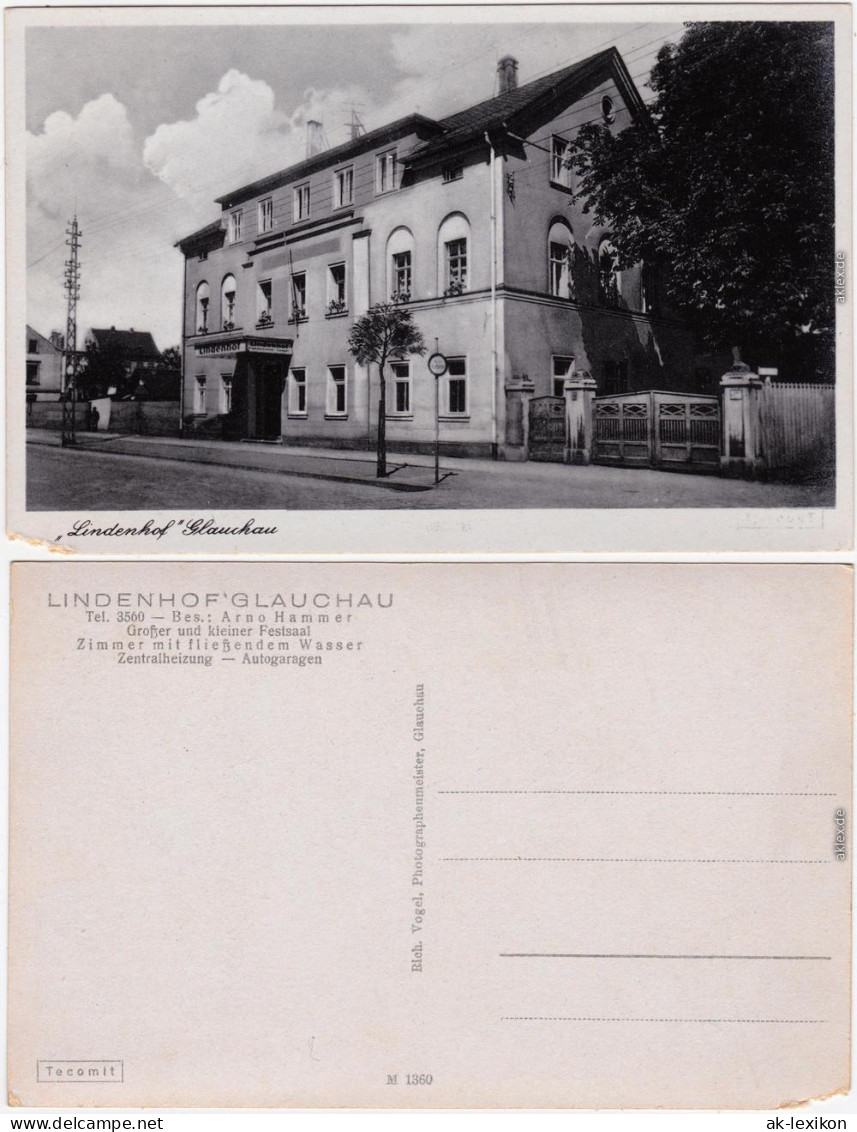 Glauchau Gaststätte Lindenhof   Ansichtskarte 1932 - Glauchau