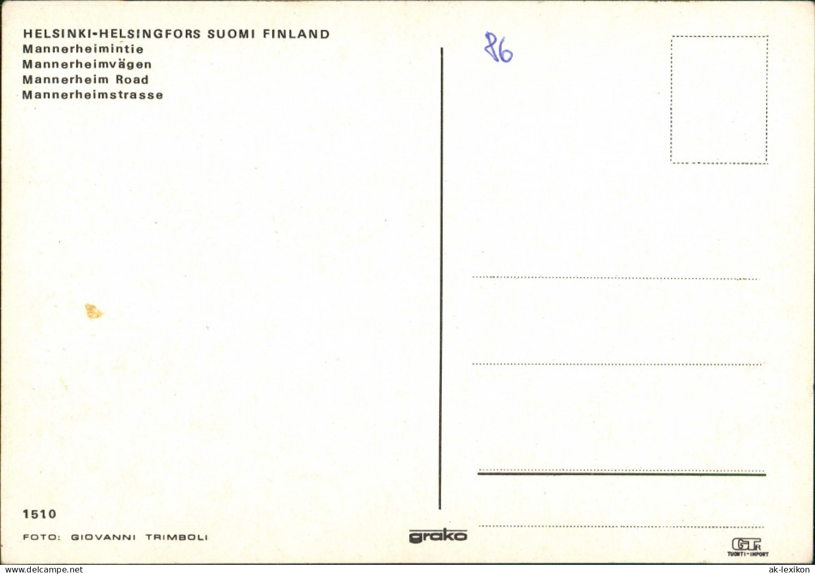 Postcard Helsinki Helsingfors Straßenpartie 1980 - Finlandia