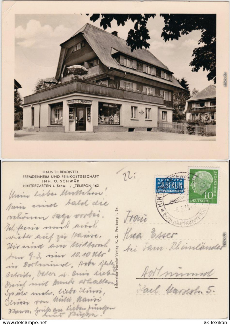 Hinterzarten Haus Silberdistel, Fremdenheim Und Feinkostgeschäft 1955 - Hinterzarten