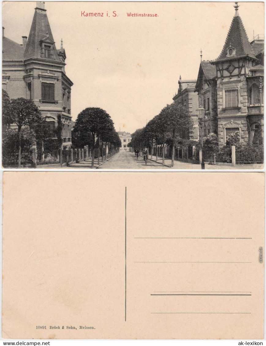 Kamenz Kamjenc Partie In Der Wettinstraße Oberlausitz Ansichtskarte  1913 - Kamenz