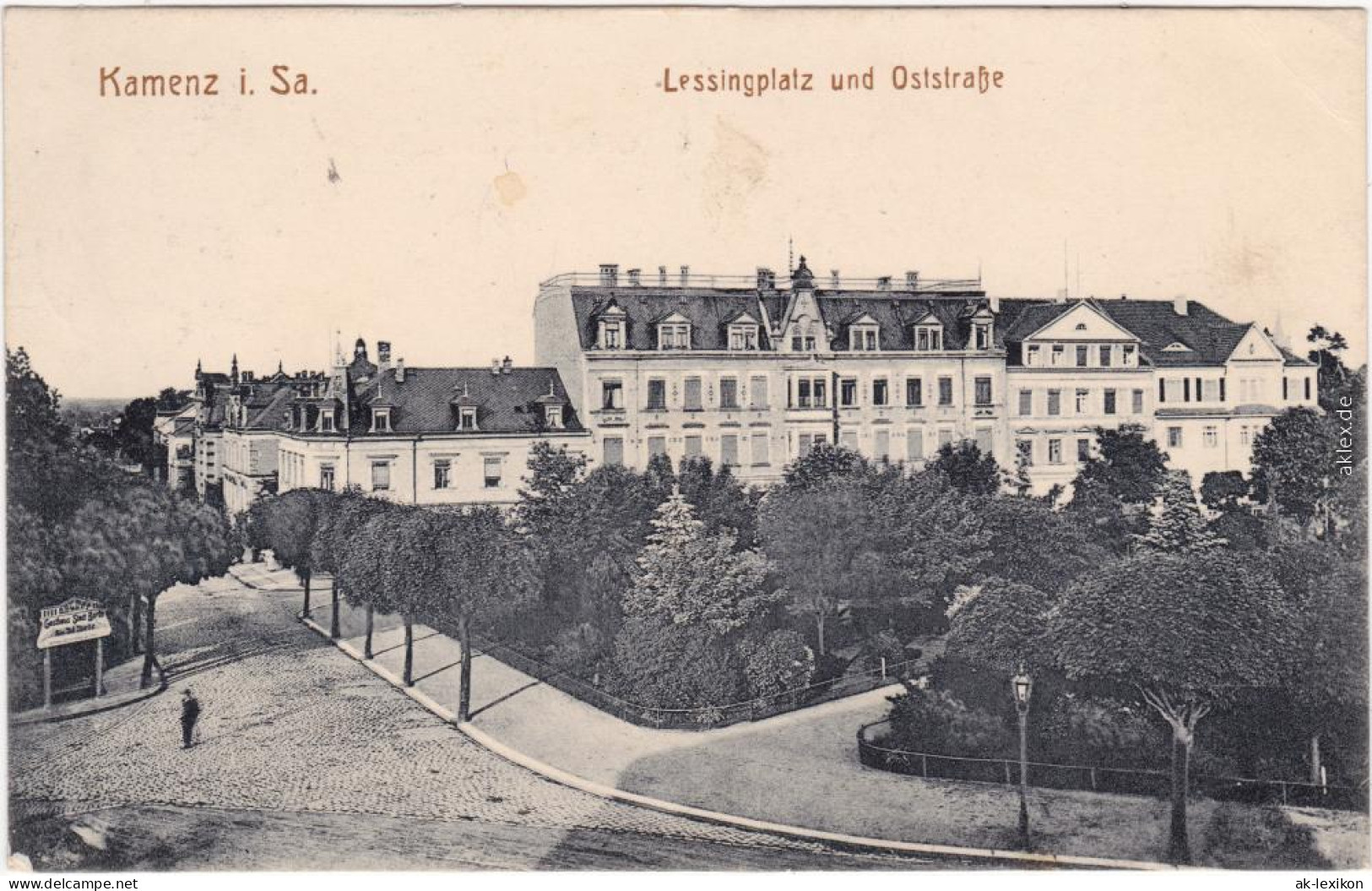 Kamenz Kamjenc Lessingplatz Und Oststraße Oberlausitz Ansichtskarte 1917 - Kamenz