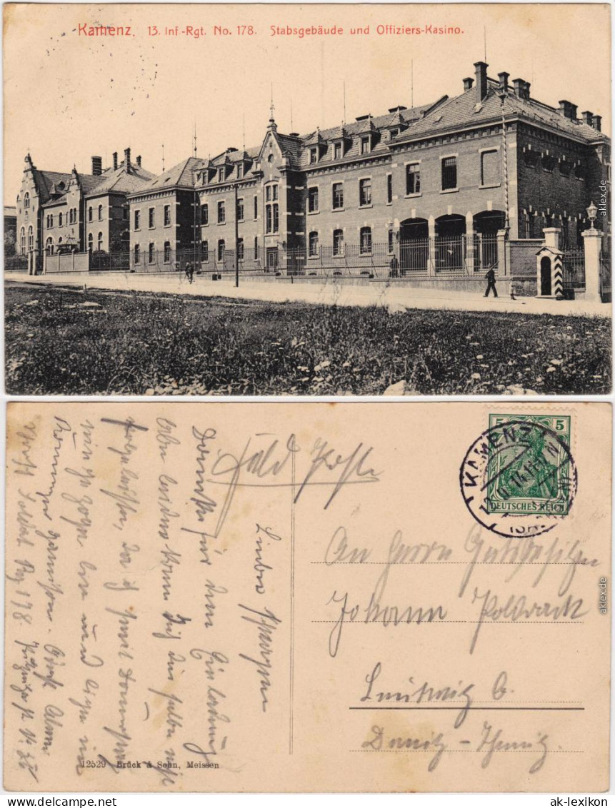 Kamenz Kamjenc Oberlausitz  Kaserne - Stabsgebäude Und Offizierscasino 1914 - Kamenz