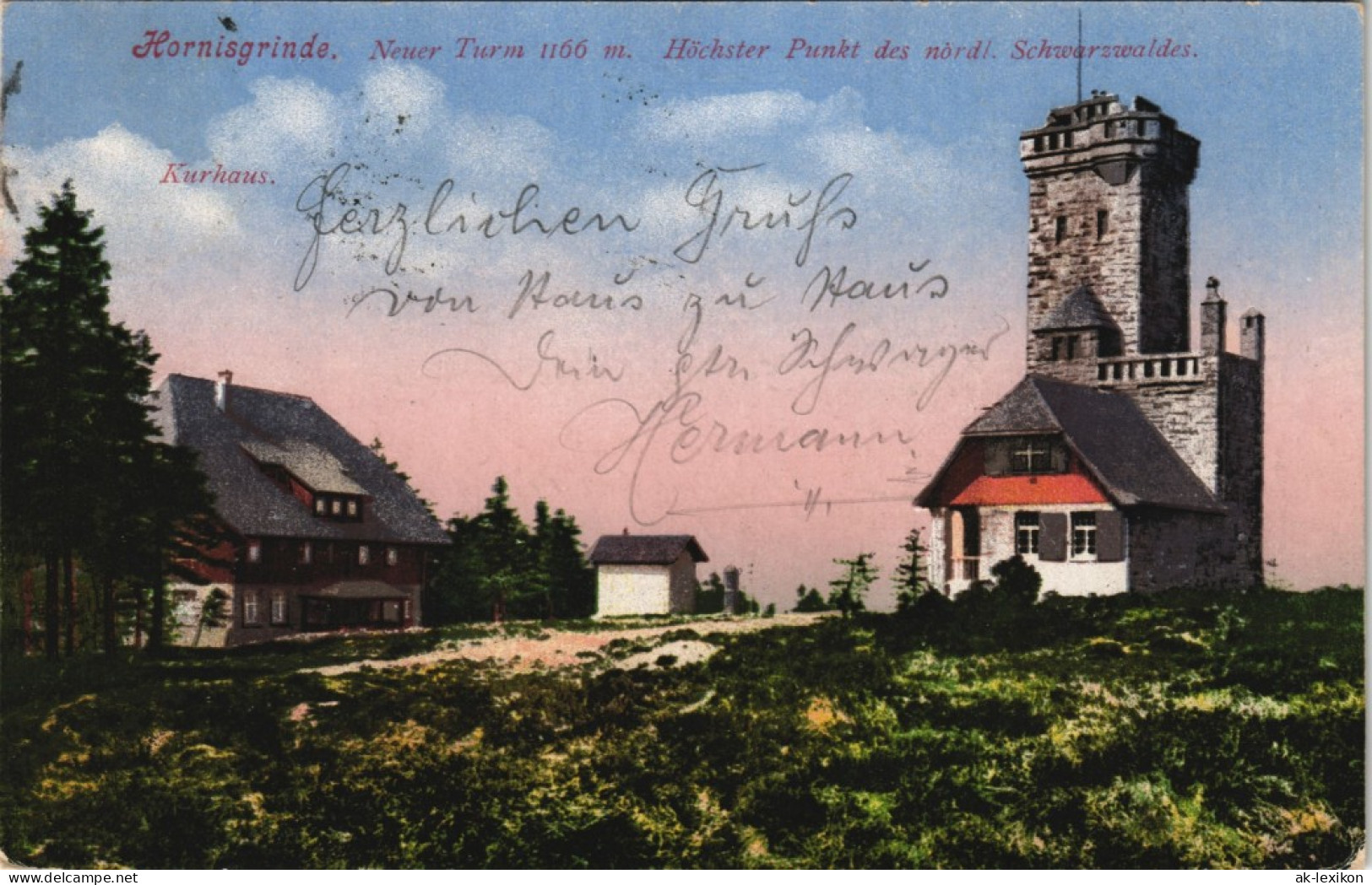 Ansichtskarte Achern Hornisgrinde (Berg) Mit Kurhaus Und Turm 1921 - Achern