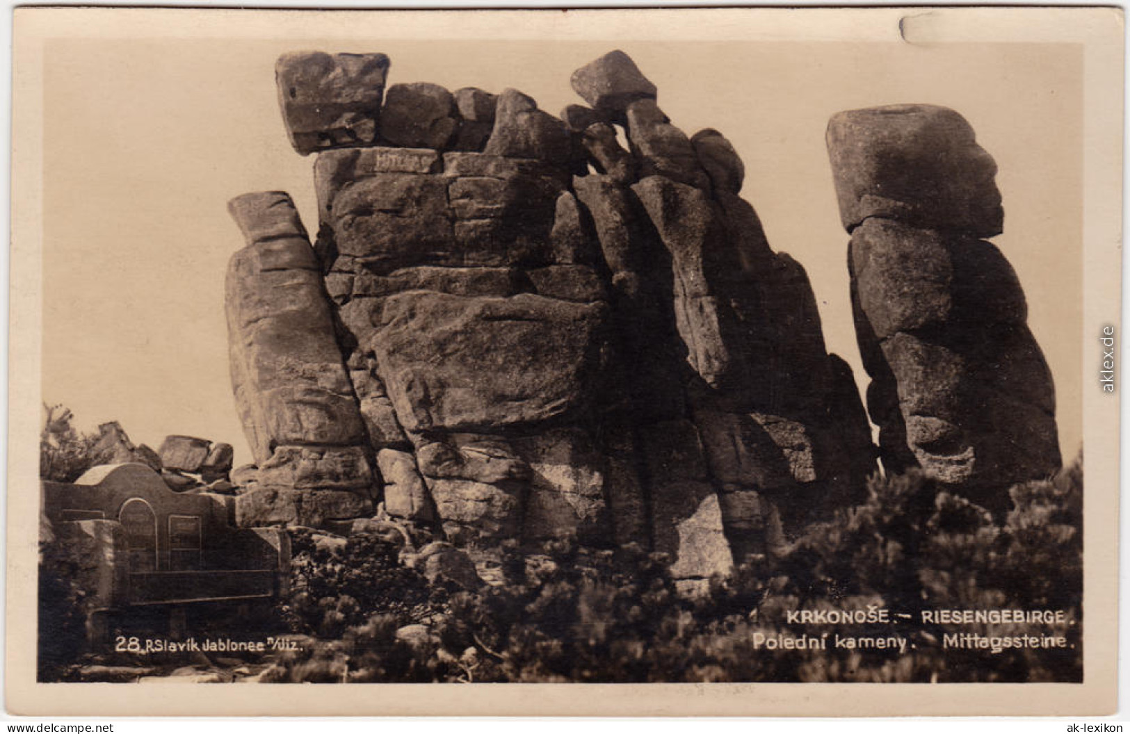 Brückenberg Krummhübel   Karpacz Mittagsteine - Bank Riesengebirge 1930 - Poland