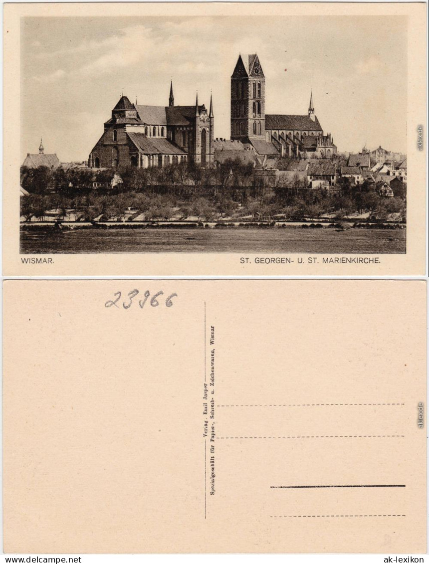 Ansichtskarte Wismar Ufer Blick St. Georgen U. St. Marienkirche 1926 - Wismar