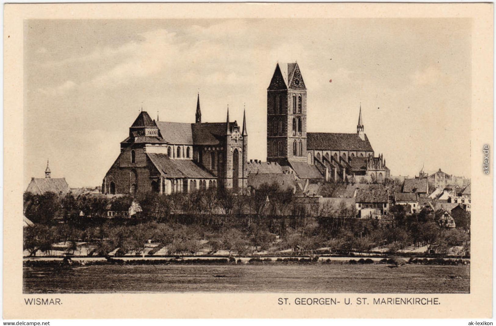 Ansichtskarte Wismar Ufer Blick St. Georgen U. St. Marienkirche 1926 - Wismar