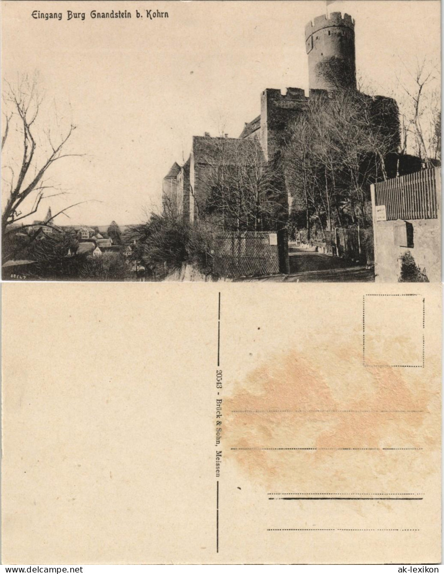 Ansichtskarte Gnandstein-Kohren-Sahlis Burg Gnandstein - Eingang - Stadt 1917 - Kohren-Sahlis