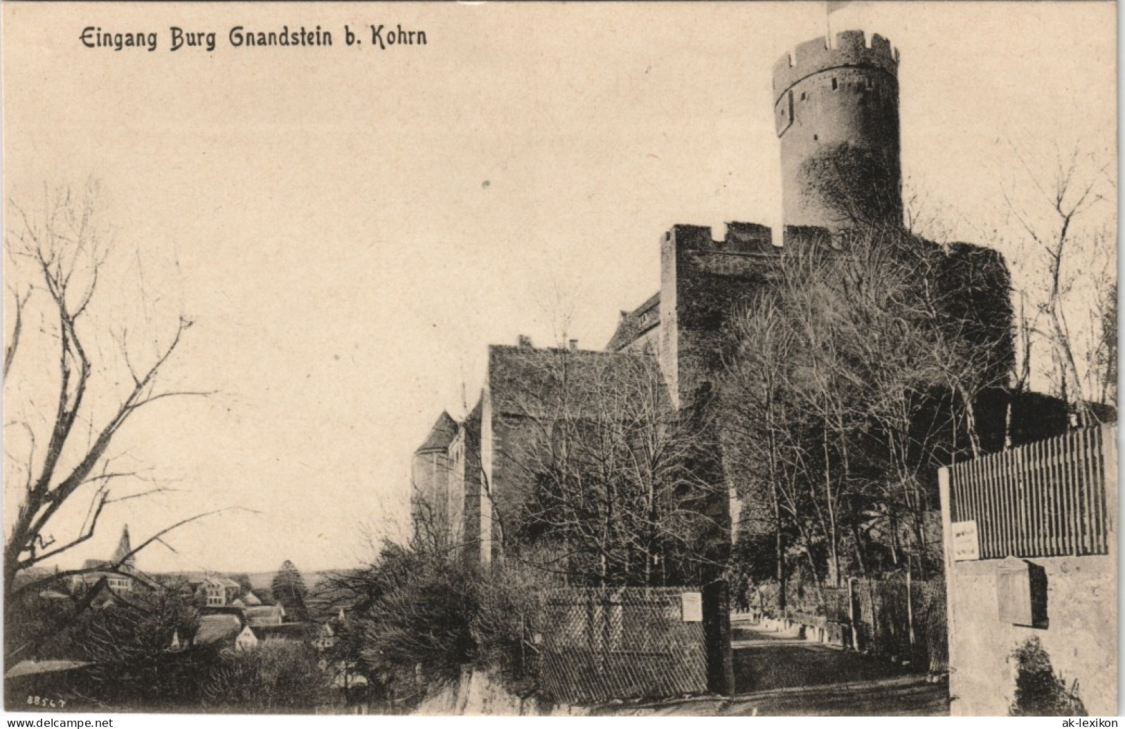 Ansichtskarte Gnandstein-Kohren-Sahlis Burg Gnandstein - Eingang - Stadt 1917 - Kohren-Sahlis