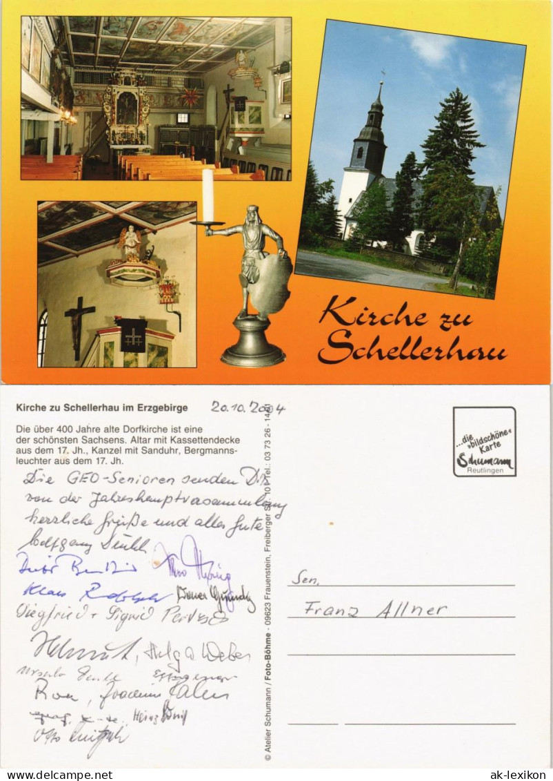 Schellerhau-Altenberg (Erzgebirge) Kirche Mehrbild-AK 3 Ansichten 2004 - Schellerhau