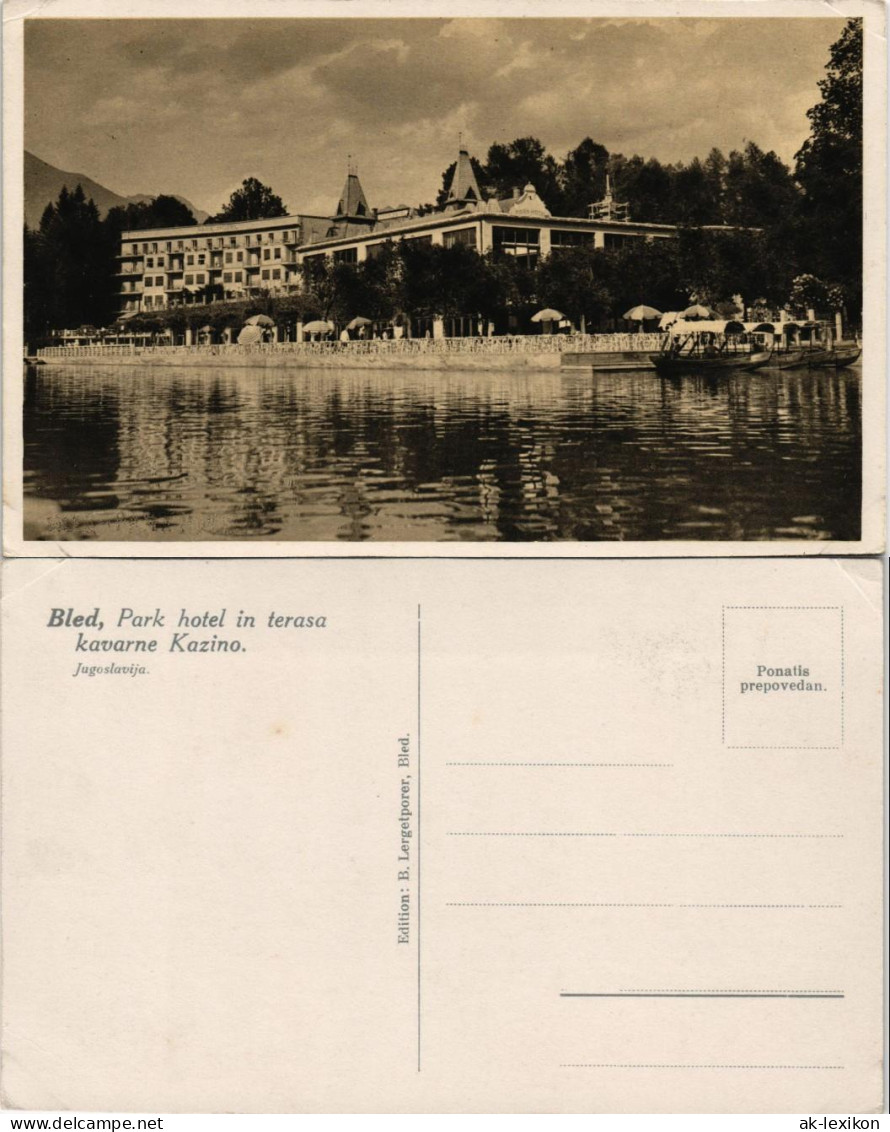 Postcard Bled Veldes Park Hotel In Terasa, Kavarne Kazino 1950 - Slovénie