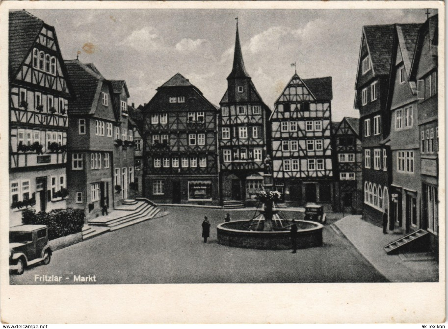Ansichtskarte Fritzlar Marktplatz, Autos - Geschäfte 1940 - Fritzlar