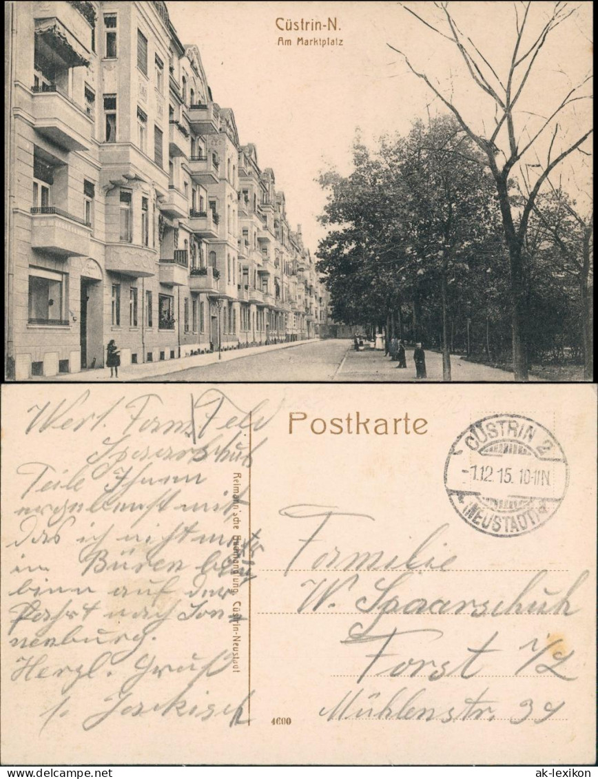 Postcard Küstrin Kostrzyn Nad Odrą Marktplatz 1915 - Neumark