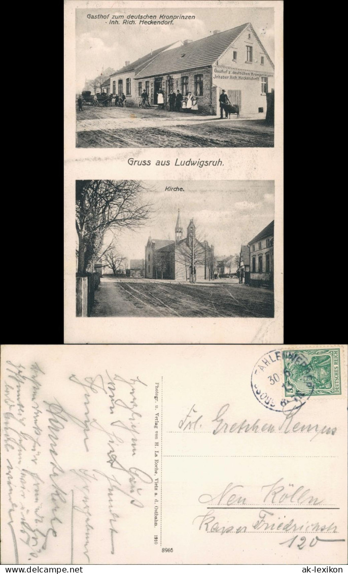 Ludwigsruh 2B Straße, Kirche B Küstrin Landsberg Warthe Neumark Neudamm 1910 - Neumark