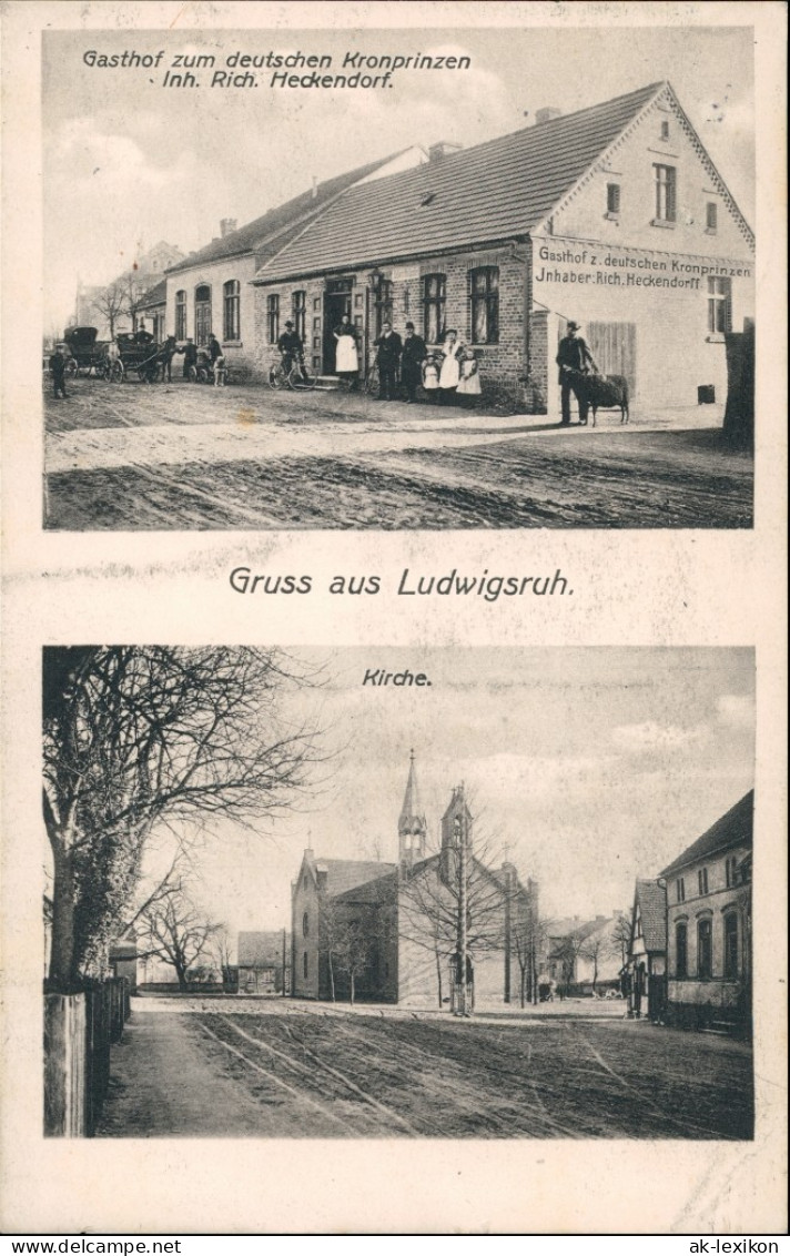 Ludwigsruh 2B Straße, Kirche B Küstrin Landsberg Warthe Neumark Neudamm 1910 - Neumark