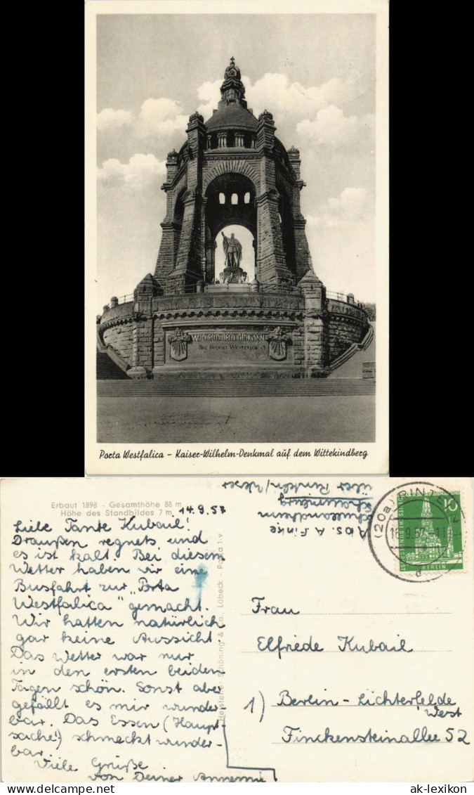 Ansichtskarte Porta Westfalica Kaiser-Wilhelm-Denkmal - Porta Westfalica 1957 - Porta Westfalica