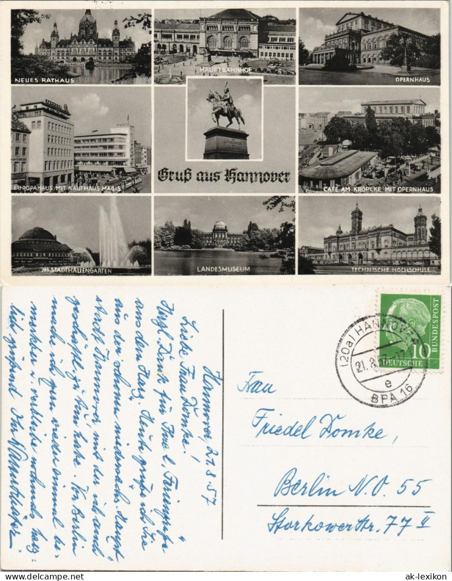 Ansichtskarte Hannover Europahaus Kaufhaus Magis, Kröpcke Etc 1957 - Hannover