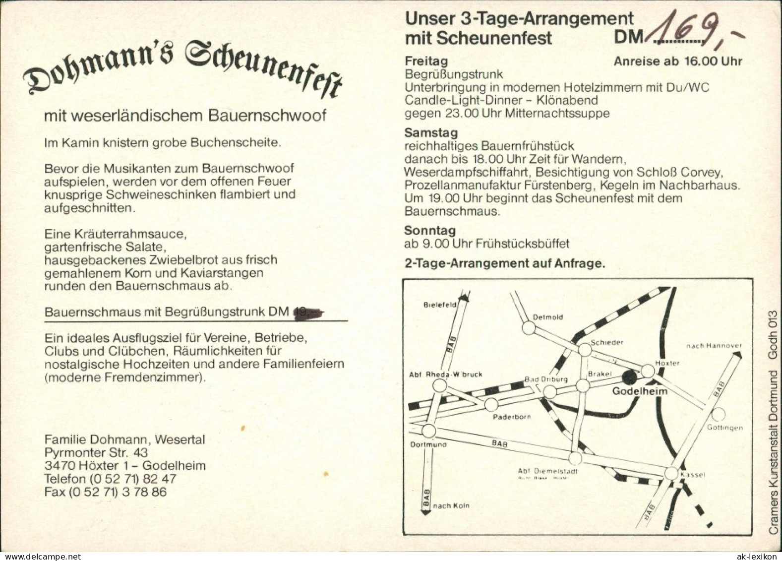 Godelheim-Höxter (Weser) Dohmann Scheunenfest, Unterkunft Hotel Gasthaus 1970 - Hoexter