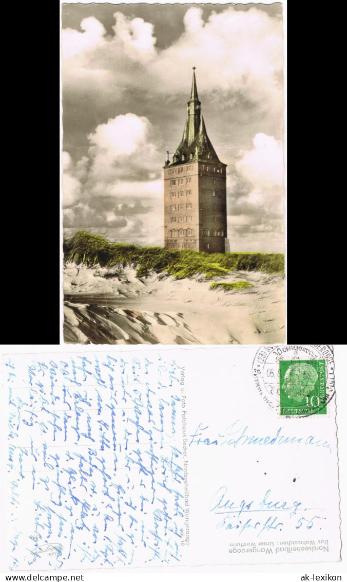 Ansichtskarte Wangerooge Leuchtturm Roter Sand, Color Fotokarte 1956 - Wangerooge