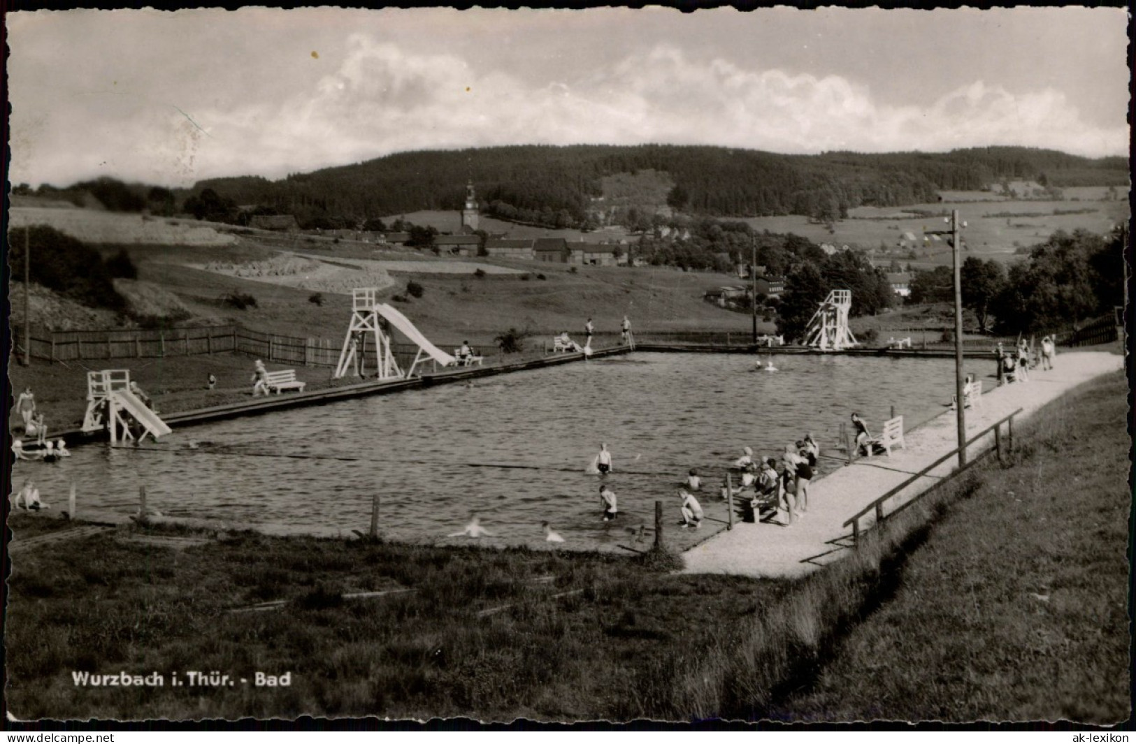 Ansichtskarte Wurzbach Freibad Schwimmbad DDR AK 1963 - Wurzbach