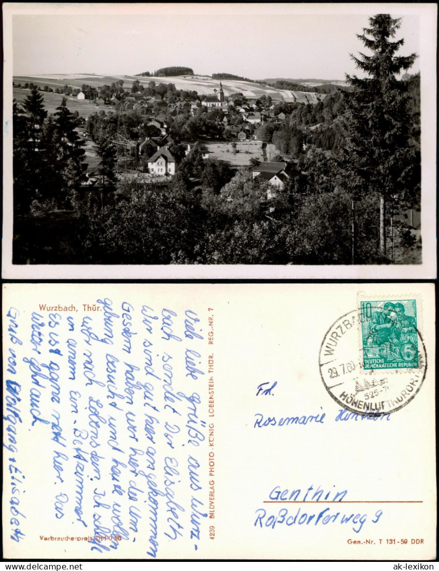 Ansichtskarte Wurzbach Panorama-Ansicht Zu DDR-Zeiten 1960/1959 - Wurzbach