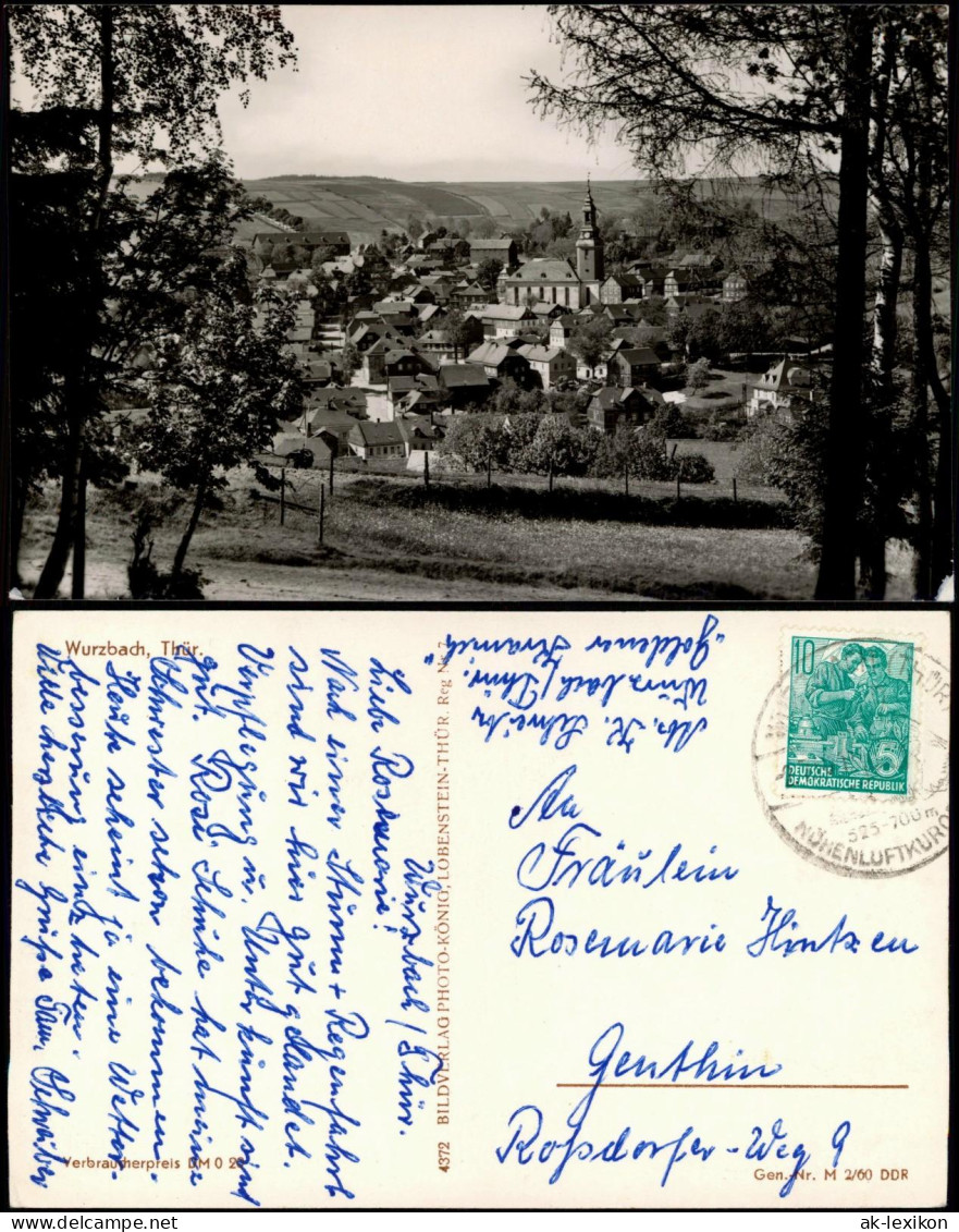 Ansichtskarte Wurzbach Panorama-Ansicht Totalansicht 1960 - Wurzbach