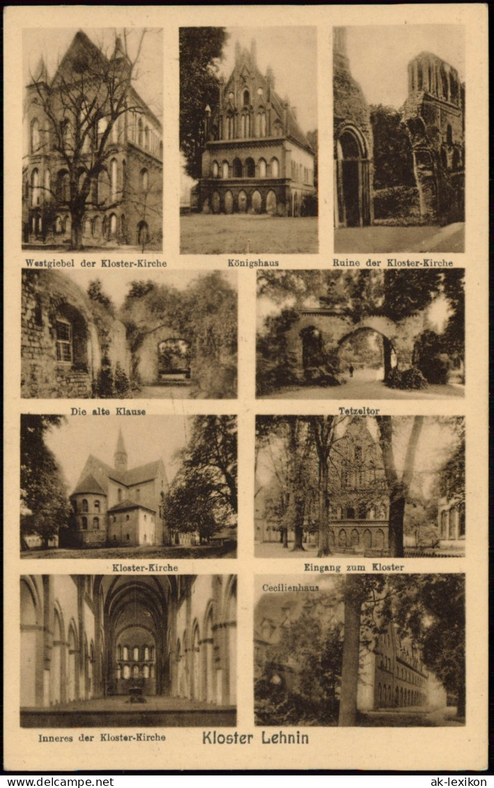 Kloster Lehnin Mehrbild-AK Alte Klause, Tezeltor, Kirche, Königshaus Uvm. 1910 - Lehnin