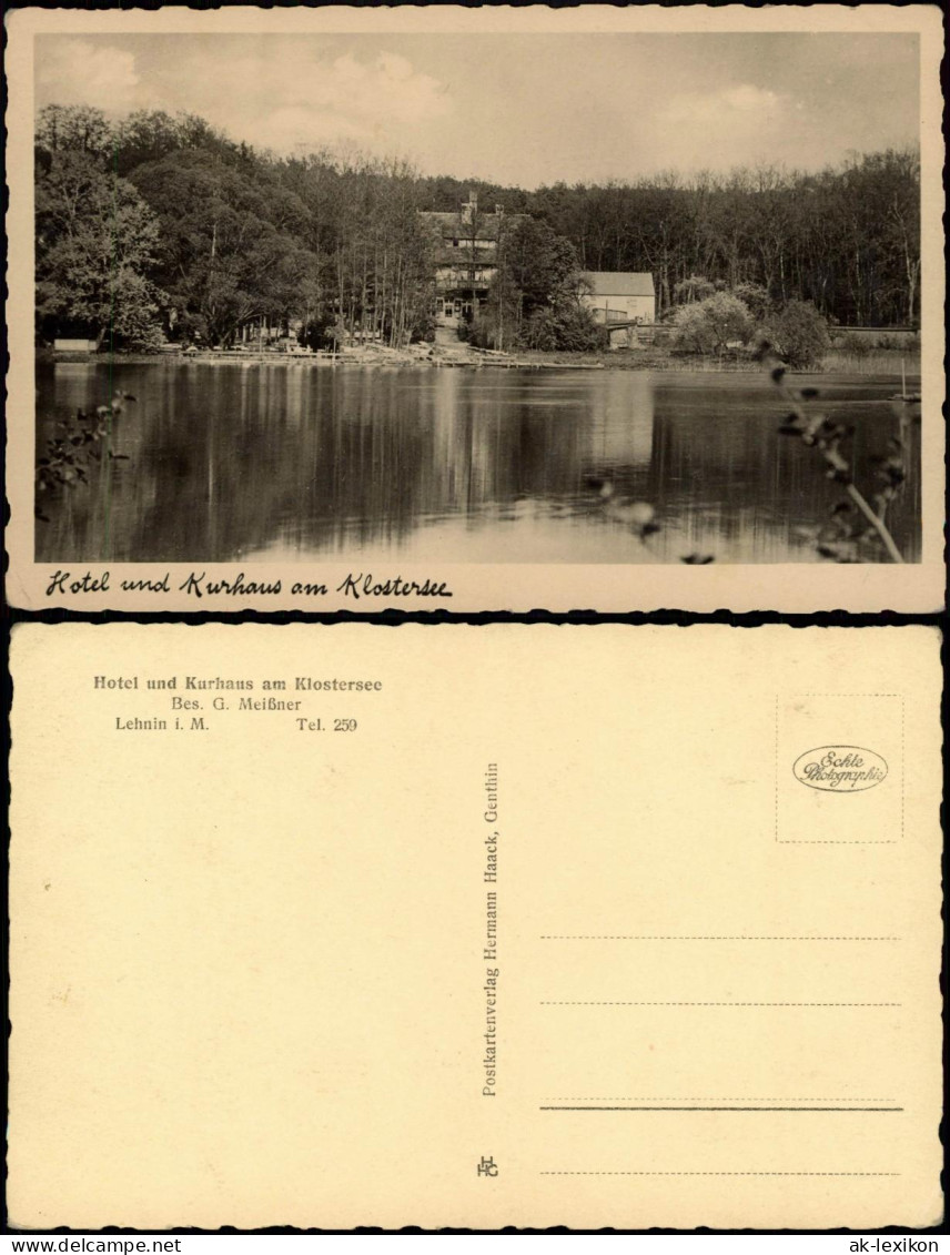 Ansichtskarte Lehnin-Kloster Lehnin Hotel Und Kurhaus Am Klostersee 1920 - Lehnin