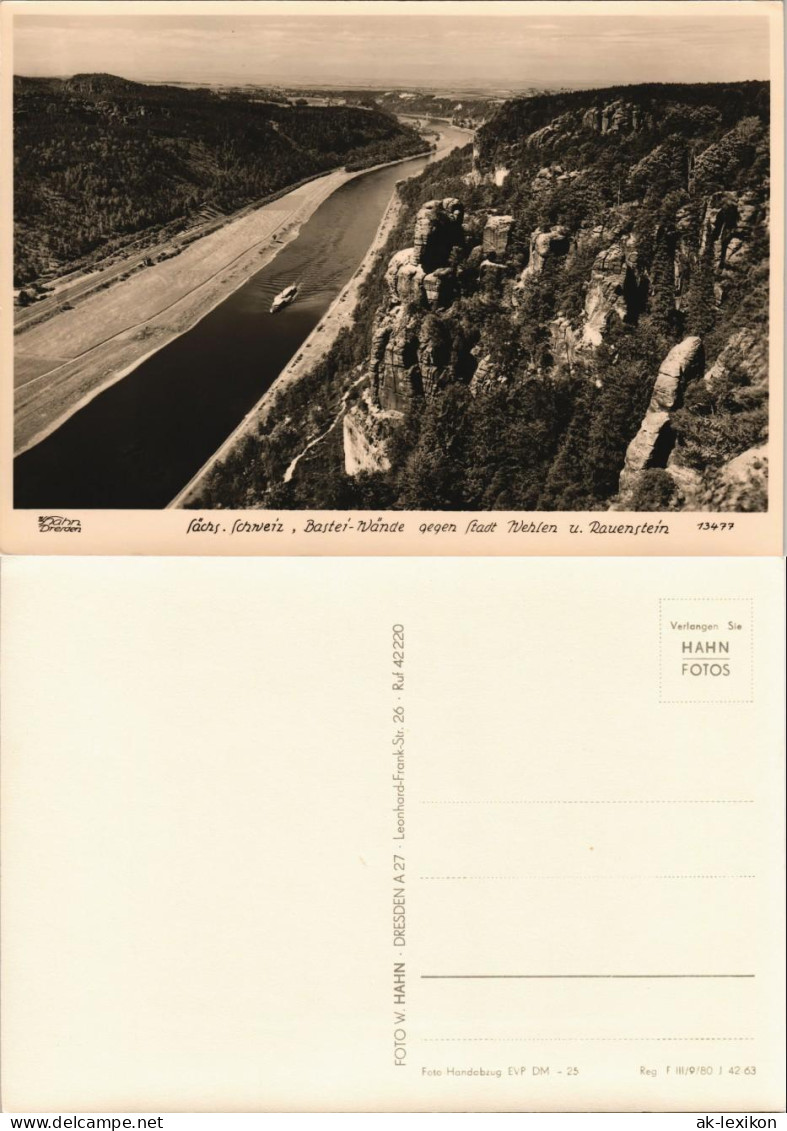 Ansichtskarte Wehlen Blick Von Der Bastei Dampfer 1958 Walter Hahn:13477 - Wehlen