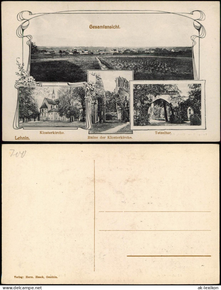 Ansichtskarte Lehnin-Kloster Lehnin 4 Bild: Kloster, Tetzeltor, Totale 1911 - Lehnin