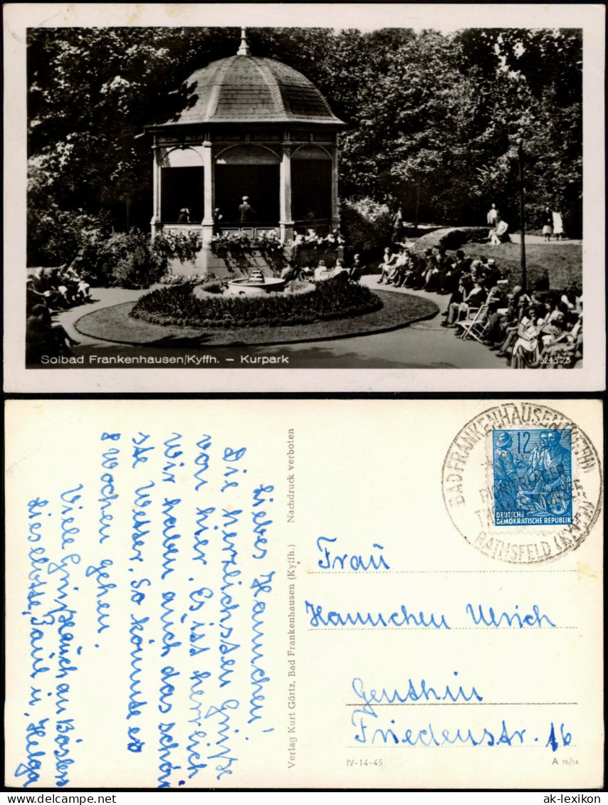 Ansichtskarte Bad Frankenhausen Parkanlage 1954 - Bad Frankenhausen