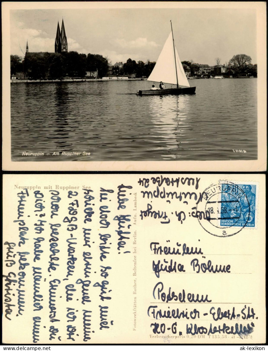 Ansichtskarte Neuruppin Segler Auf Dem Ruppiner See (DDR AK) 1958 - Neuruppin