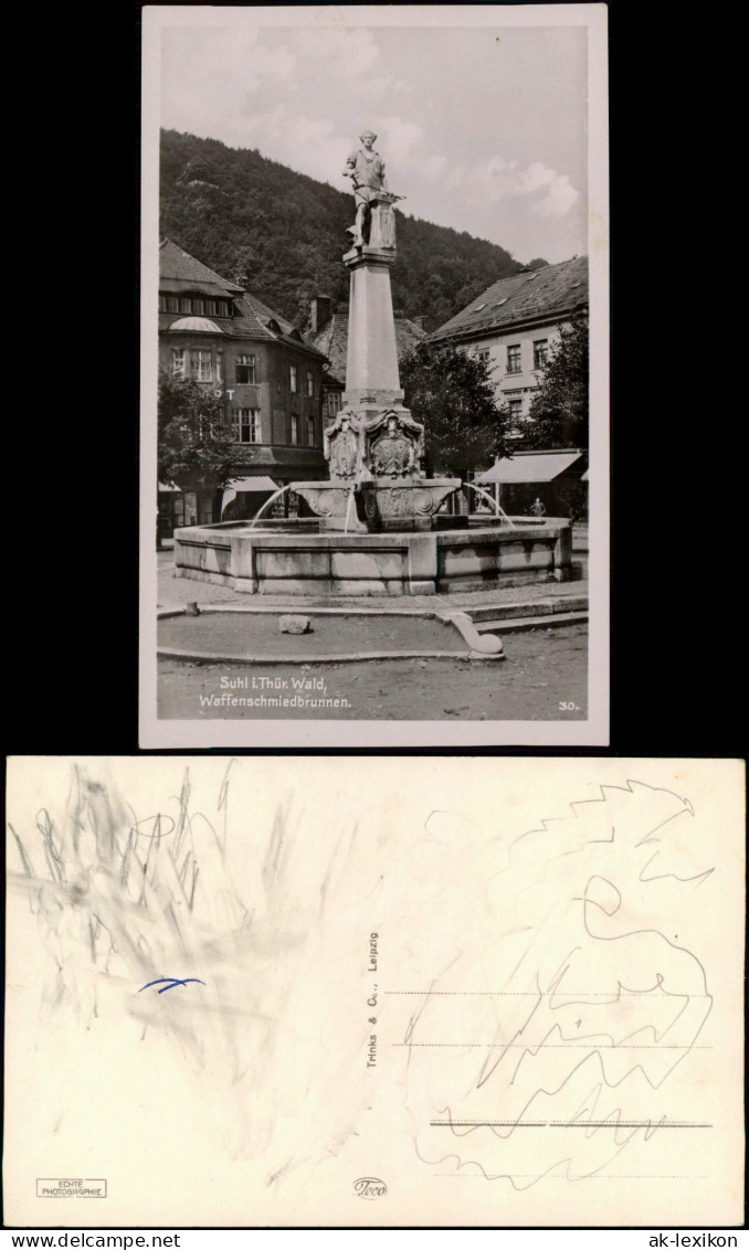 Ansichtskarte Suhl Partie Am Waffenschmiedbrunnen 1940 - Suhl