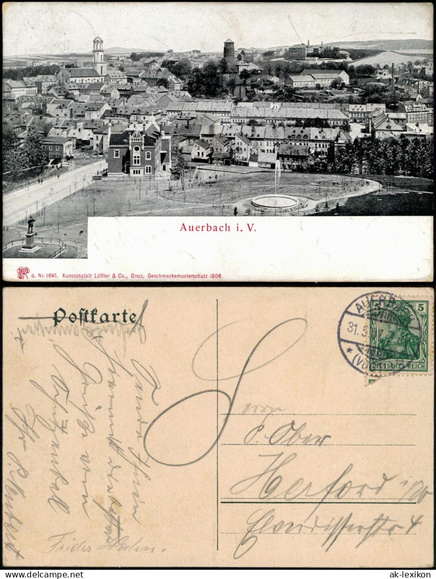 Ansichtskarte Auerbach (Vogtland) Platz - Blick über Die Stadt 1906 - Auerbach (Vogtland)