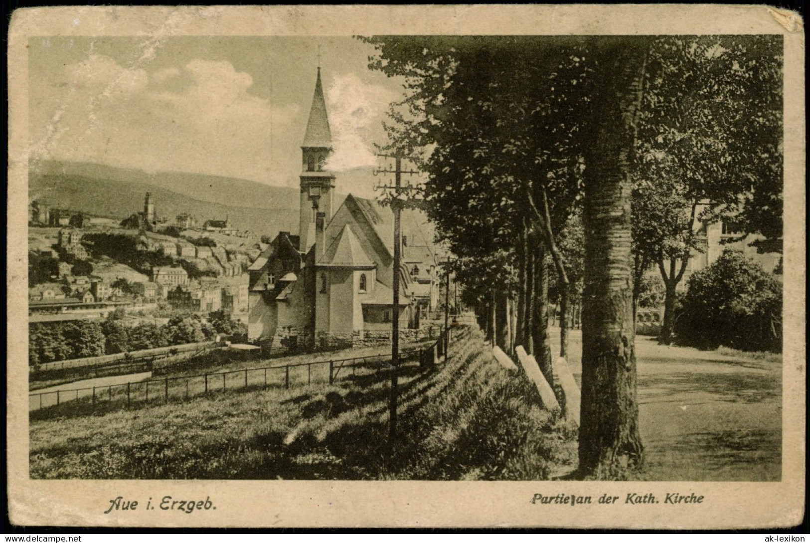 Ansichtskarte Aue (Erzgebirge) Partie An Der Kath. Kirche 1928 - Aue