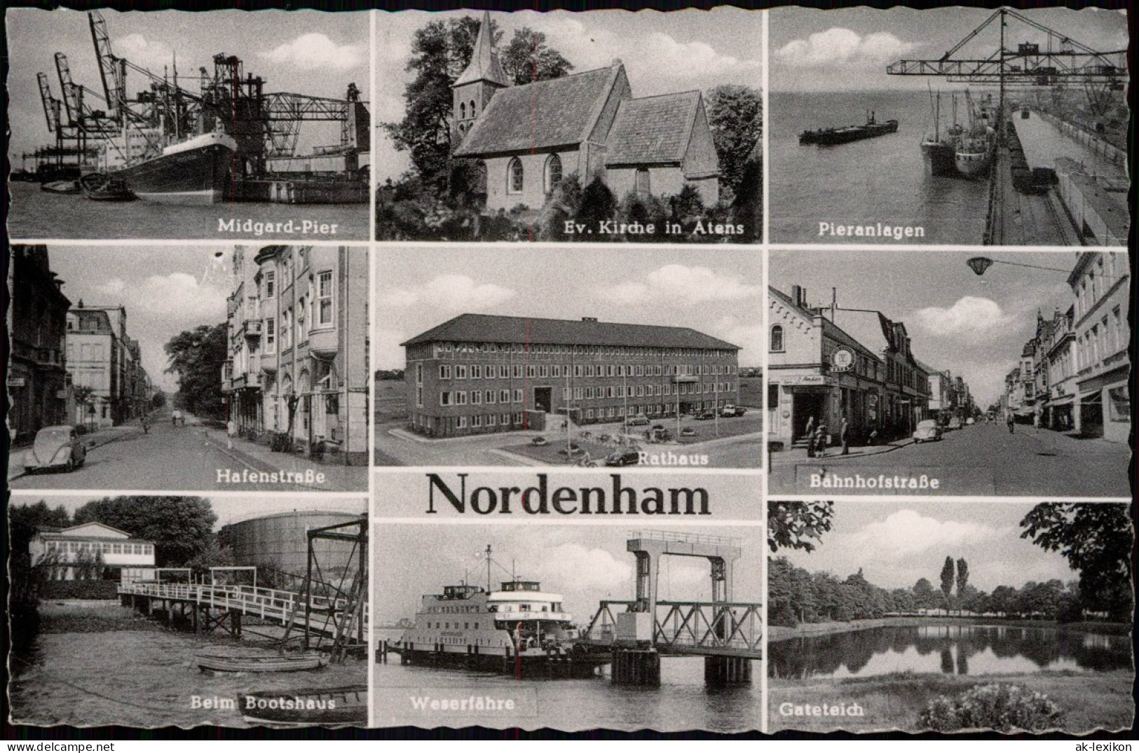 Ansichtskarte Nordenham Pier, Hafen, Rathaus Uvm 1965 - Nordenham