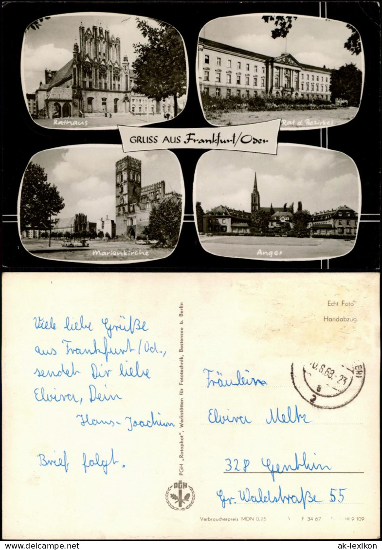 Frankfurt (Oder) DDR Mehrbildkarte Mit Marienkirche, Anger, Rathaus 1968/1967 - Frankfurt A. D. Oder