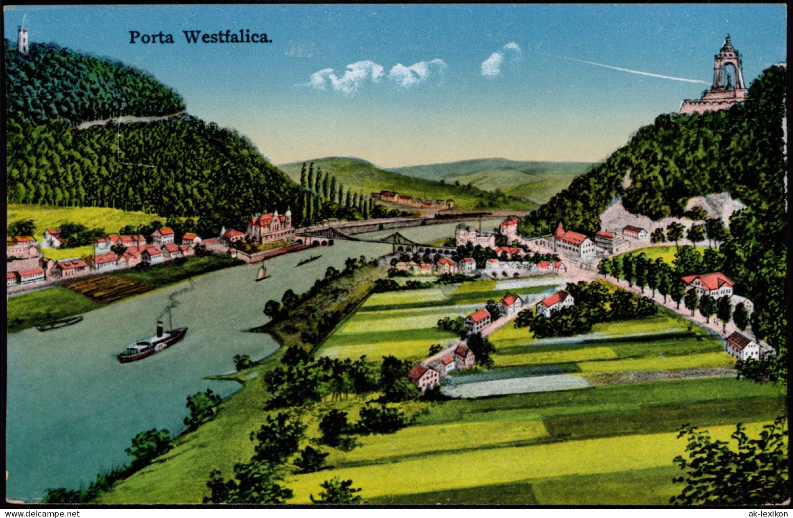 Ansichtskarte Porta Westfalica Panorama-Ansicht Partie Am Fluss 1910 - Porta Westfalica