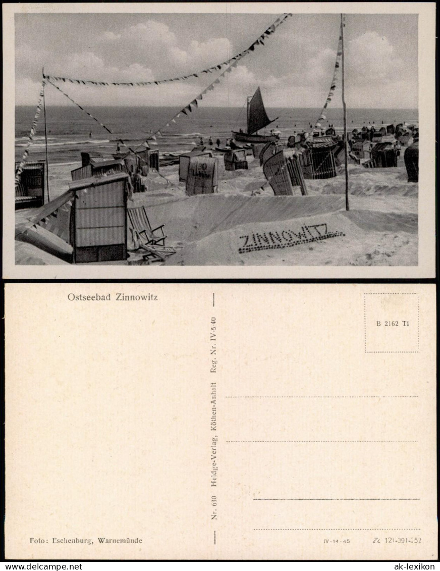 Ansichtskarte Zinnowitz Strand Ostsee Strandleben Ostseebad 1950 - Zinnowitz