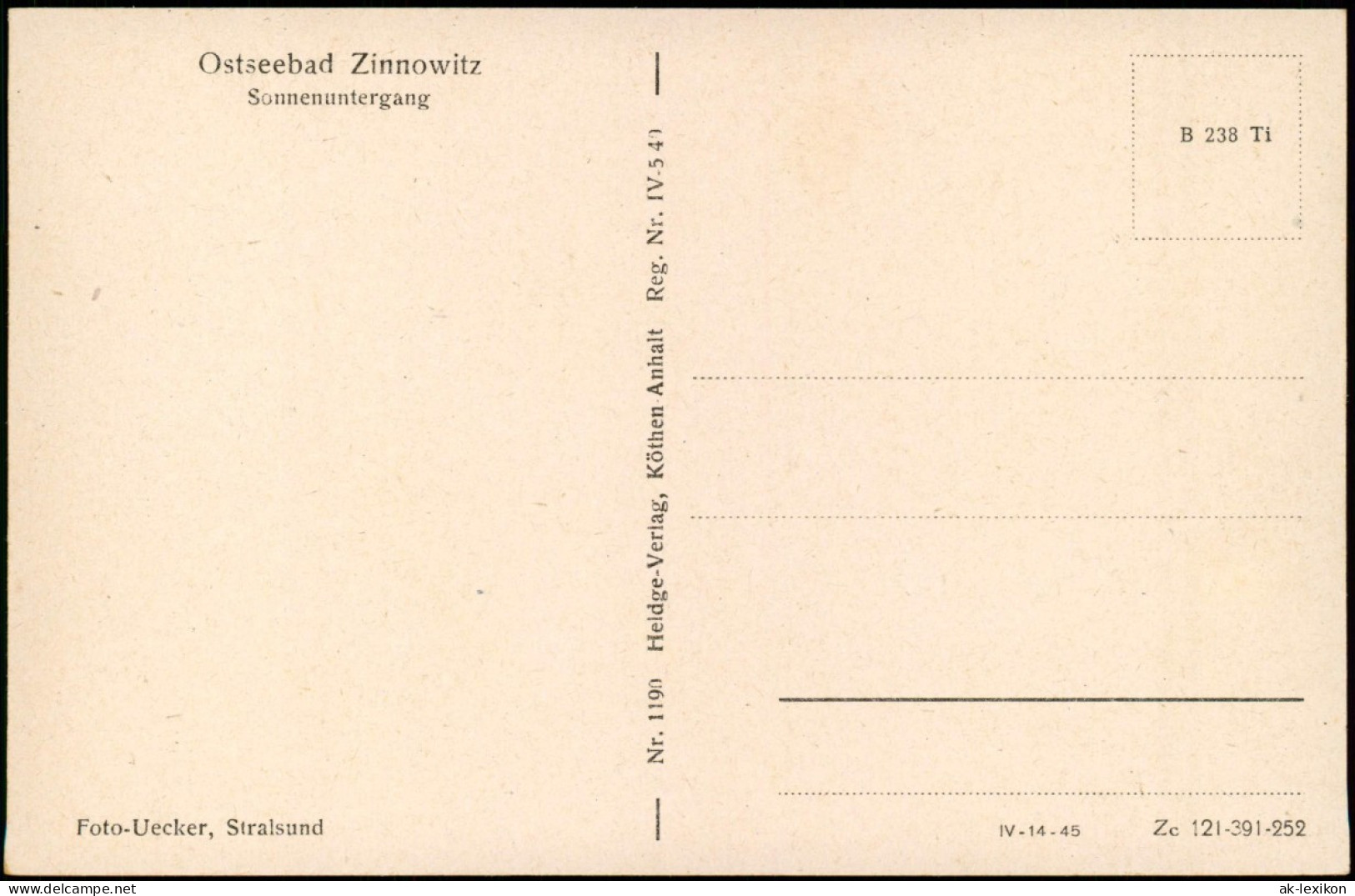 Ansichtskarte Zinnowitz Strand - Sonnenuntergang 1953 - Zinnowitz