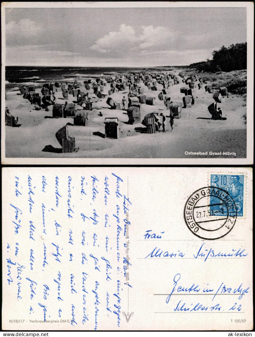 Ansichtskarte Graal-Müritz Strand Belebt, Ostsee Ostseebad DDR AK 1957 - Graal-Müritz