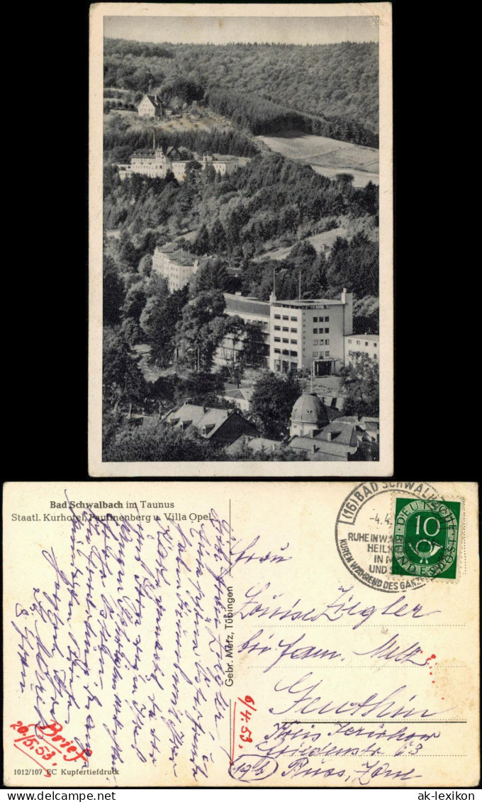 Ansichtskarte Bad Schwalbach Langenschwalbach Kurhotel U. Villa Opel 1953 - Bad Schwalbach