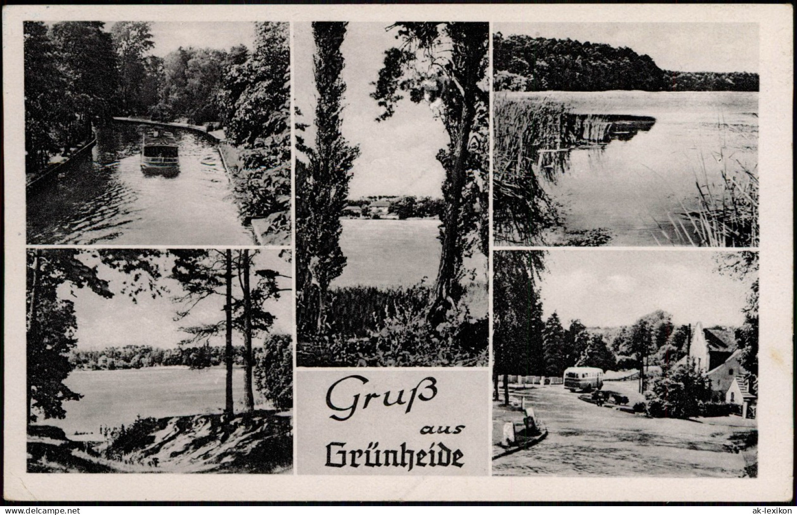 Ansichtskarte Grünheide (Mark) MB: Straße,  Schiff 1962  Gel. Landpoststempel - Gruenheide