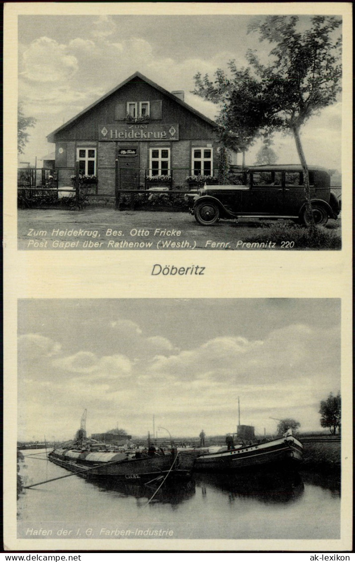 Ansichtskarte Döberitz-Premnitz Gasthof Heidekrug, Hafen - 2 Bild 1937 - Premnitz