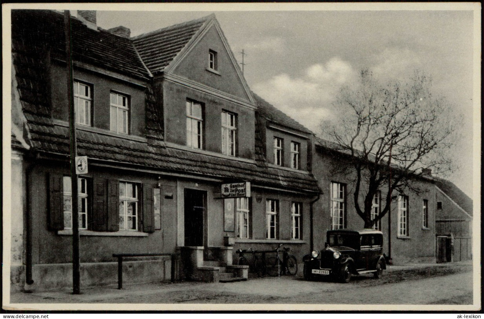 Ansichtskarte Döberitz-Premnitz Gasthof Zur Post, Auto 1932 - Premnitz