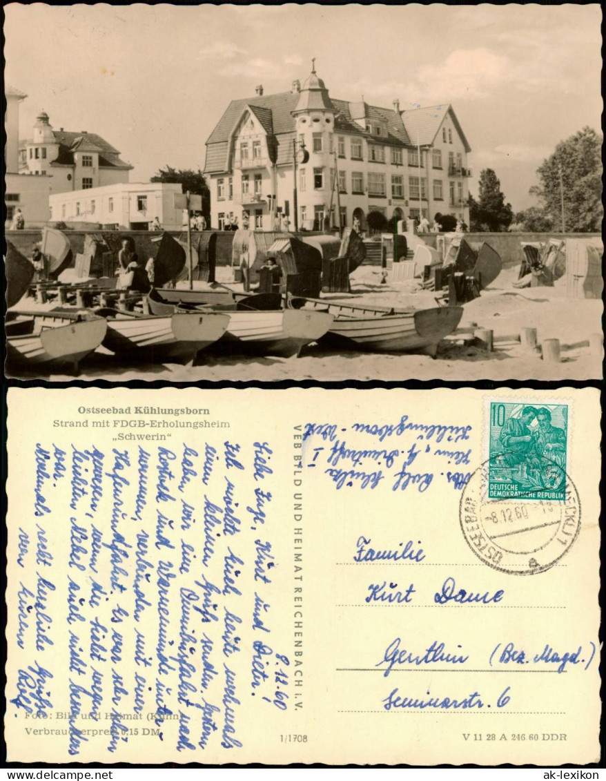 Kühlungsborn Strand & FDGB-Erholungsheim „Schwerin" DDR AK 1960 - Kuehlungsborn